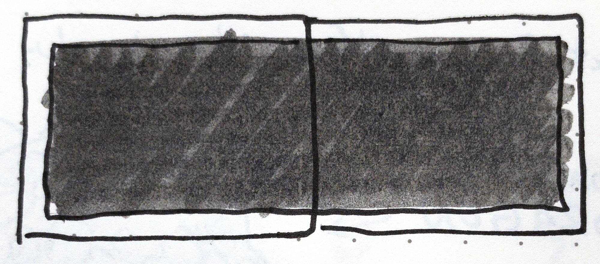   Fig. 2  - Sketch from my notes of a single panel, full-spread layout of artwork in David Wiesner’s children’s book, Tuesday. 